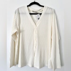 Dex Textured Long Sleeve Cream Blouse, Size 2X - NWT